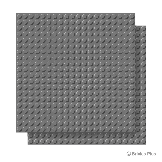BRIXIES Plus Basis Platte Dunkelgrau 20 x 20 Noppen Doppelpack