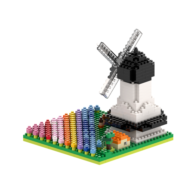 BRIXIES Windmühle mit Tulpen
