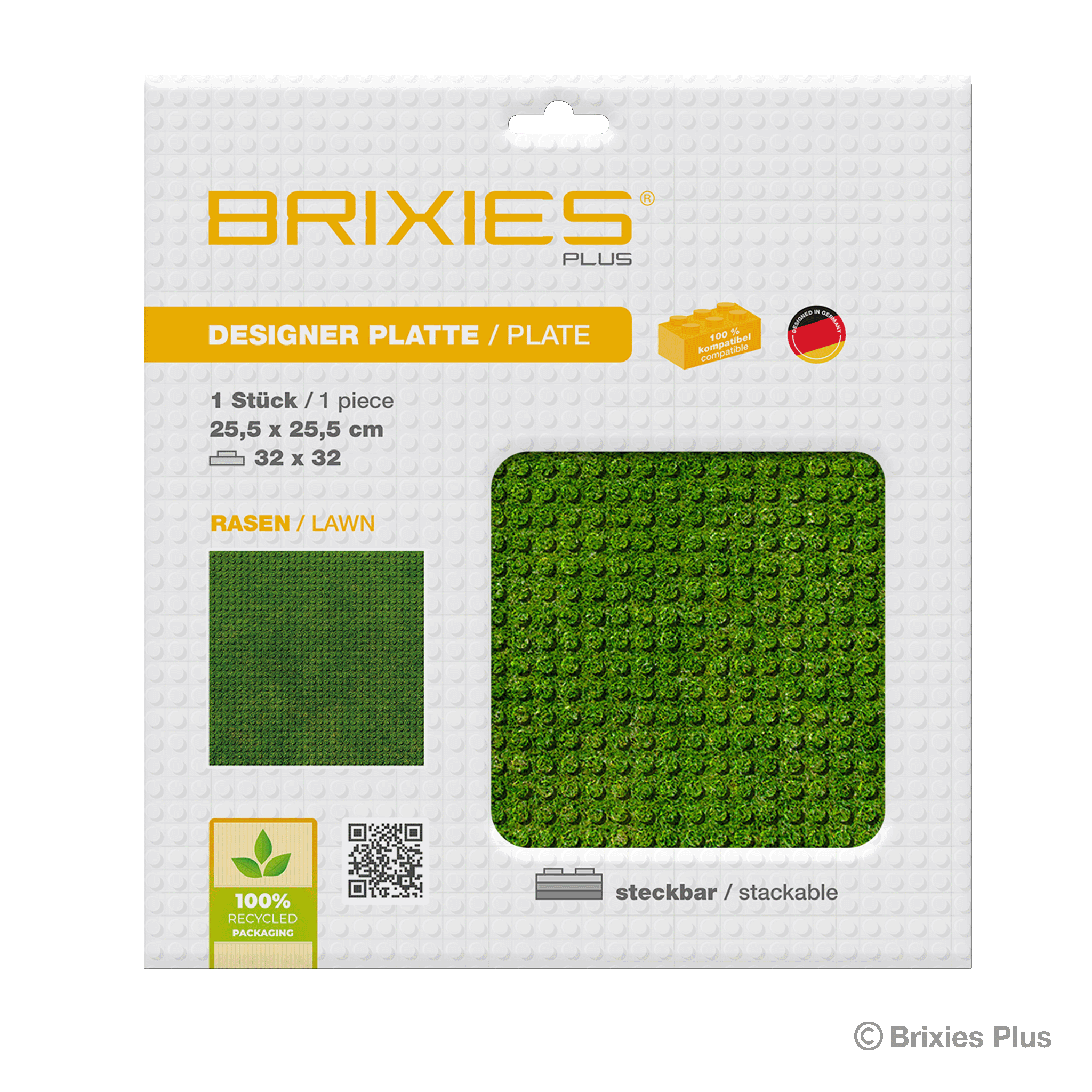BRIXIES Plus Designer Platte Rasen 32 x 32 Noppen