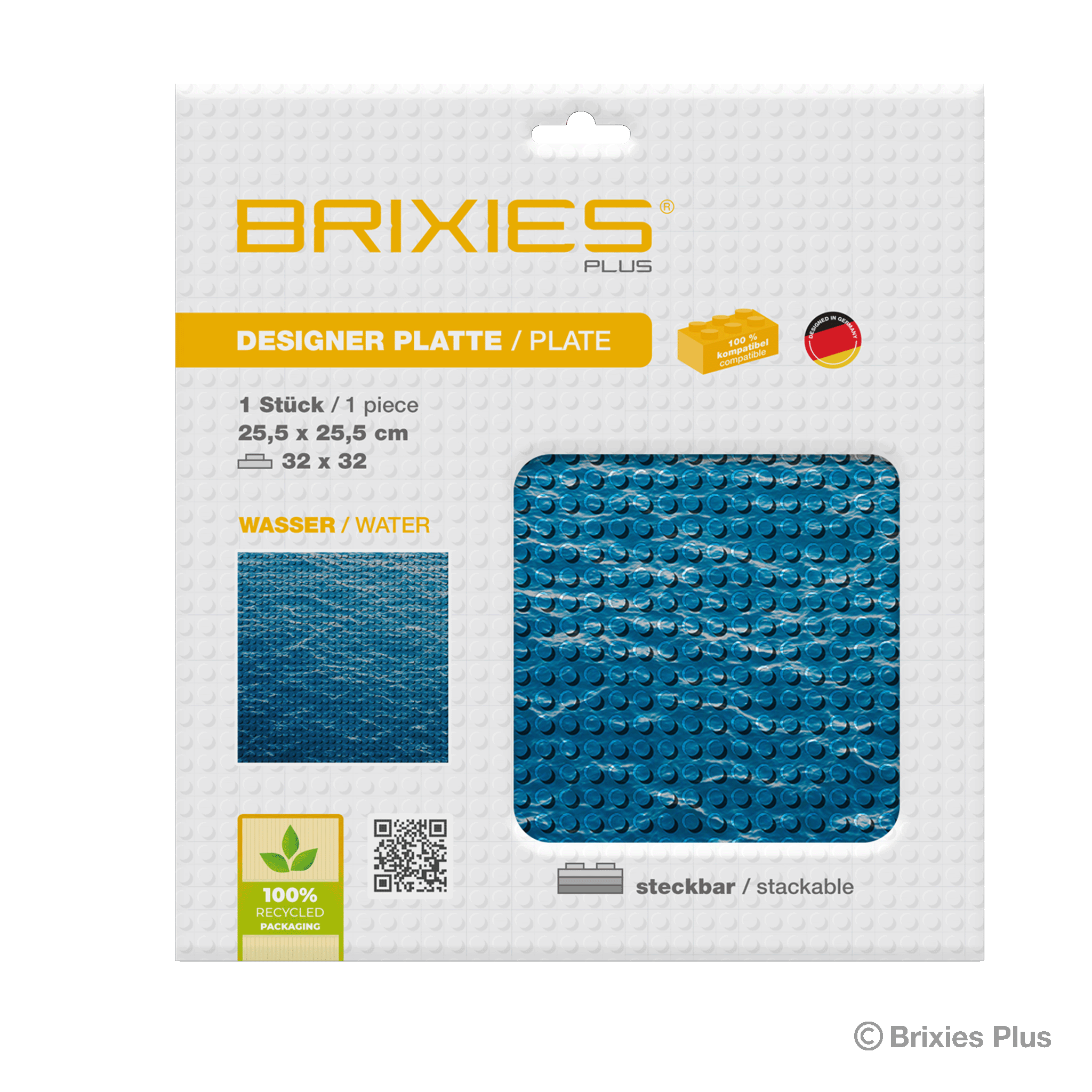 BRIXIES Plus designer plate water 32 x 32 studs