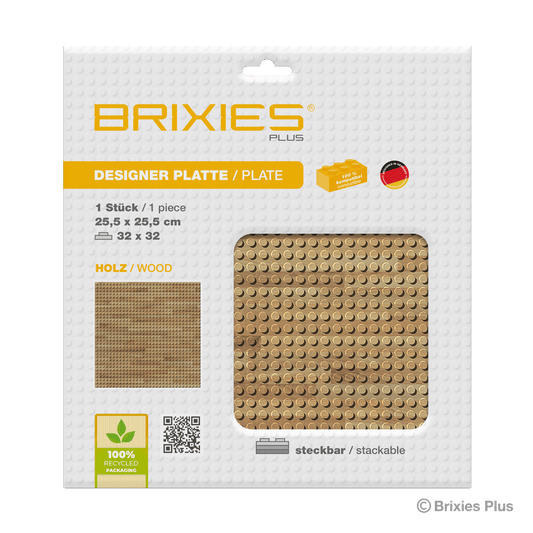 BRIXIES Plus Designer Platte Holz 32 x 32 Noppen