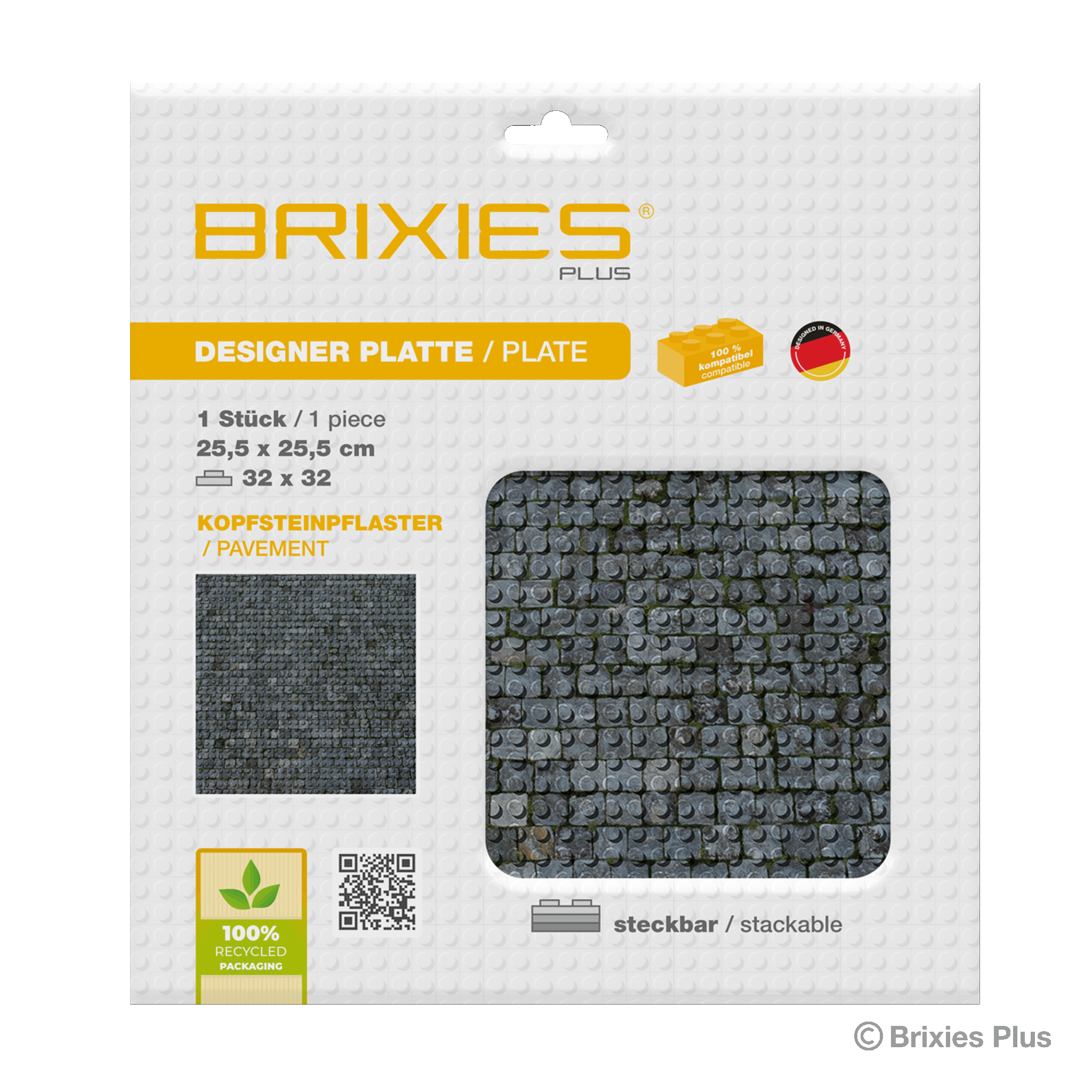 BRIXIES Plus Designer Platte Kopfsteinpflaster 32 x 32 Noppen