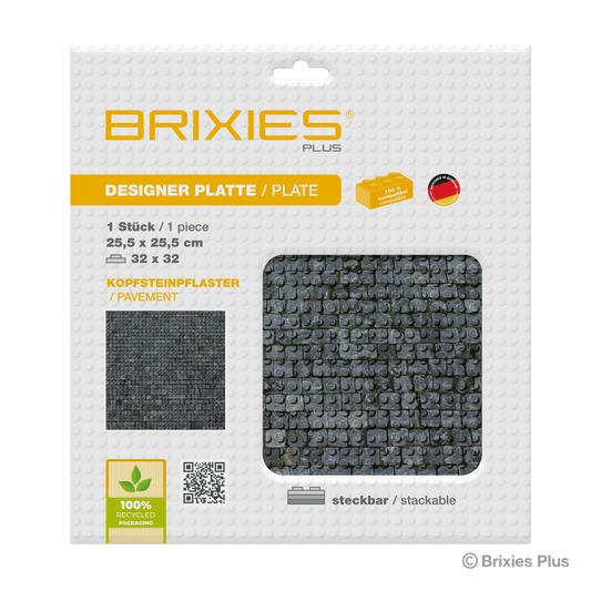 BRIXIES Plus Designer Platte Kopfsteinpflaster 32 x 32 Noppen