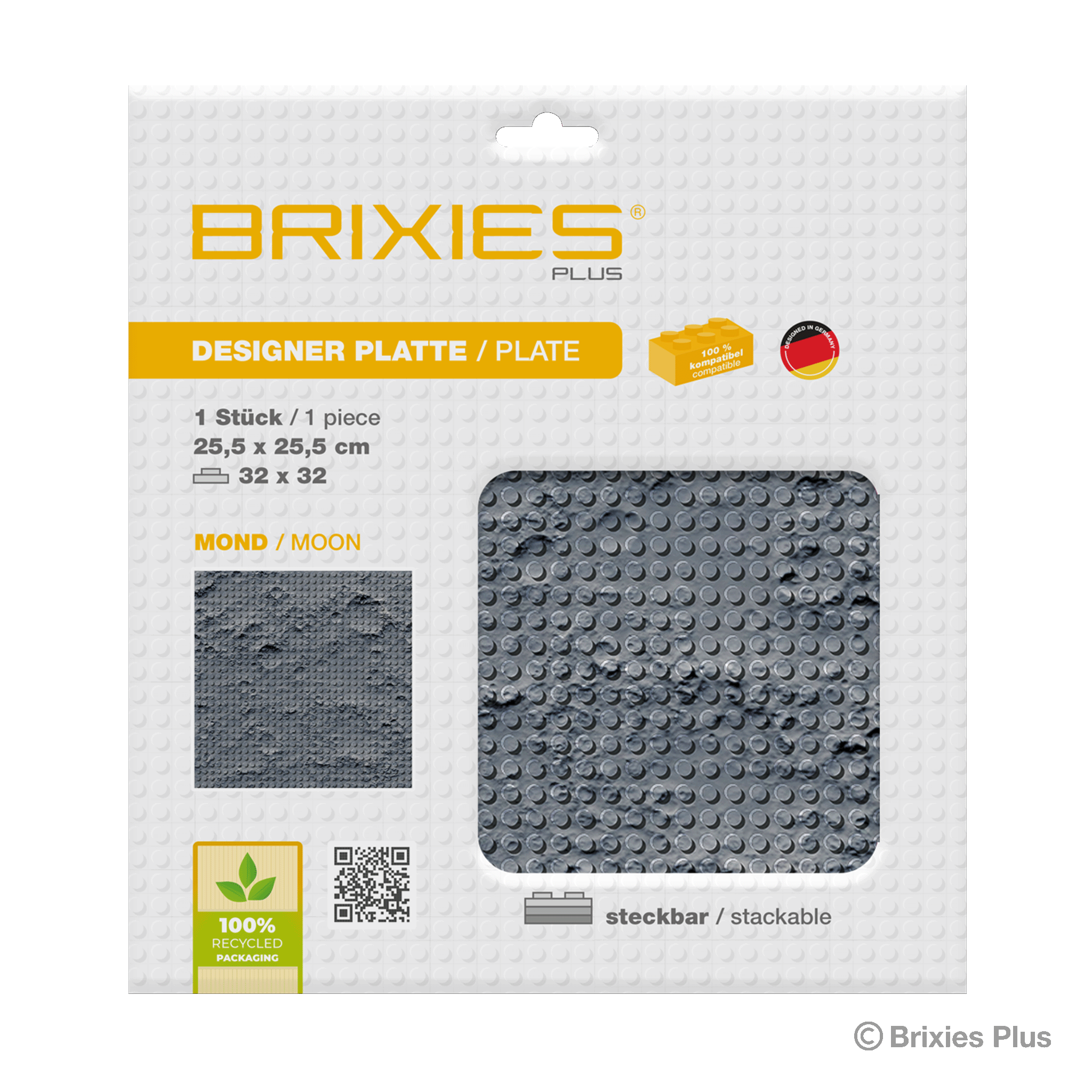 BRIXIES Plus Designer Platte Mond 32 x 32 Noppen