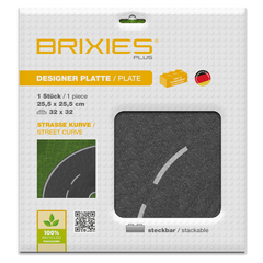 BRIXIES Plus Designer Platte Staße Kurve 32 x 32 Noppen