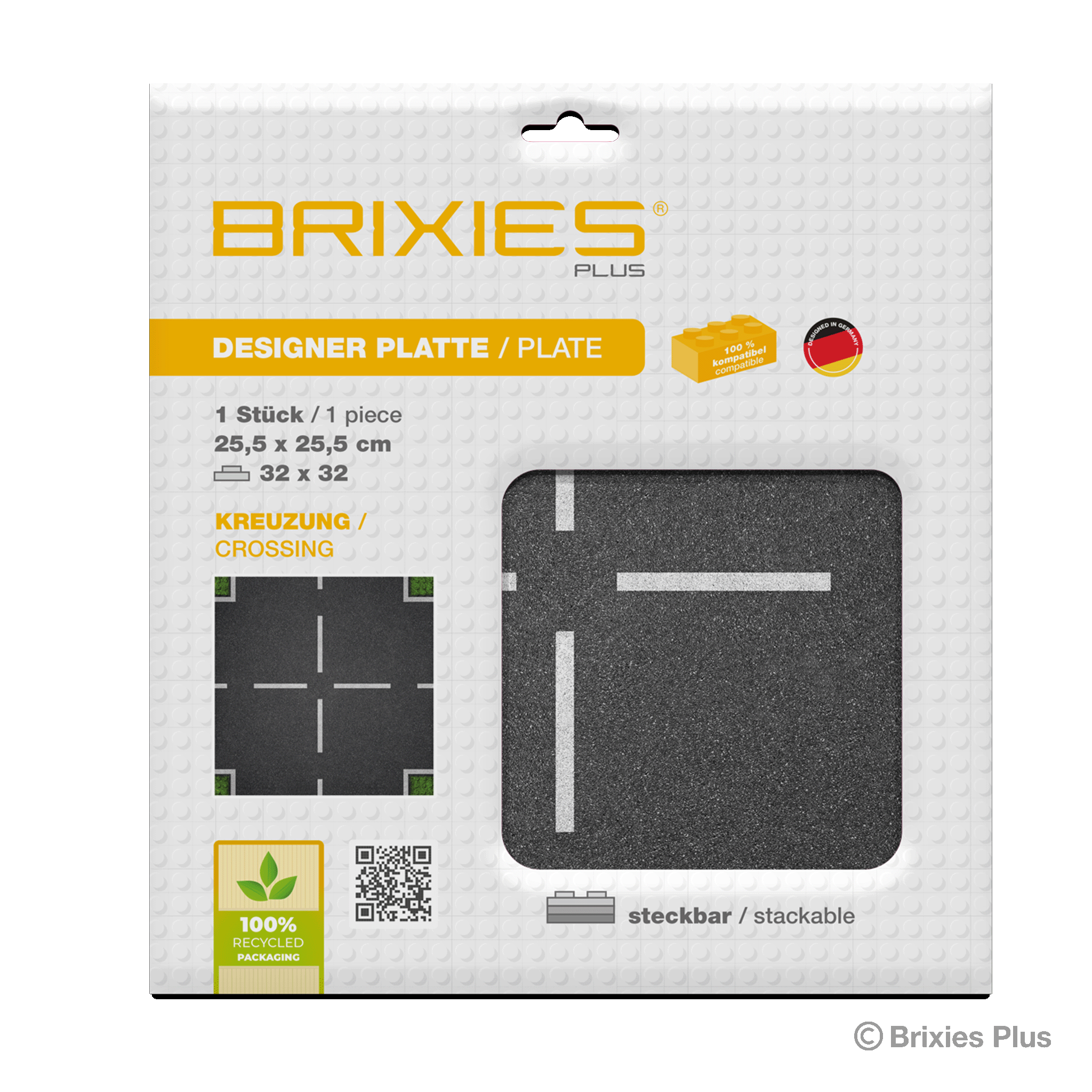 BRIXIES Plus Designer Platte Straße Kreuzung 32 x 32 Noppen