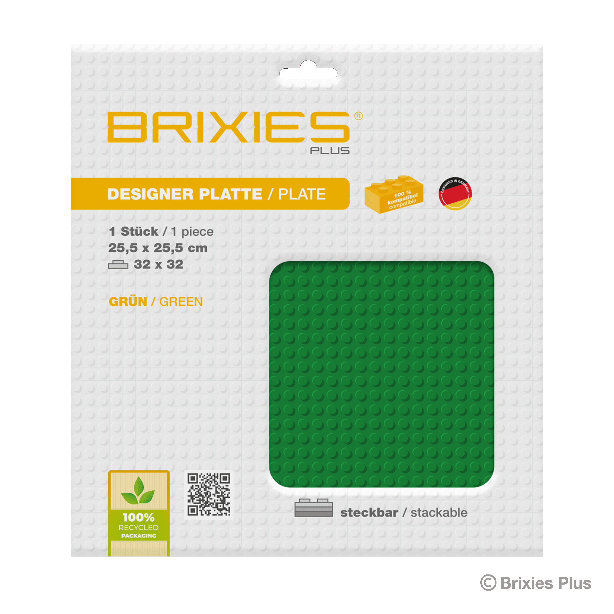 BRIXIES Plus Basis Platte Grün 32 x 32 Noppen