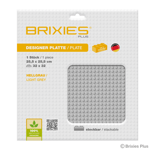 BRIXIES Plus Basis Platte Hellgrau 32 x 32 Noppen