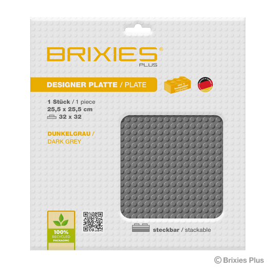 BRIXIES Plus Basis Platte Dunkelgrau 32 x 32 Noppen