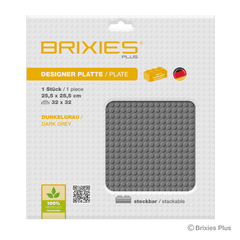 BRIXIES Plus Basis Platte Dunkelgrau 32 x 32 Noppen