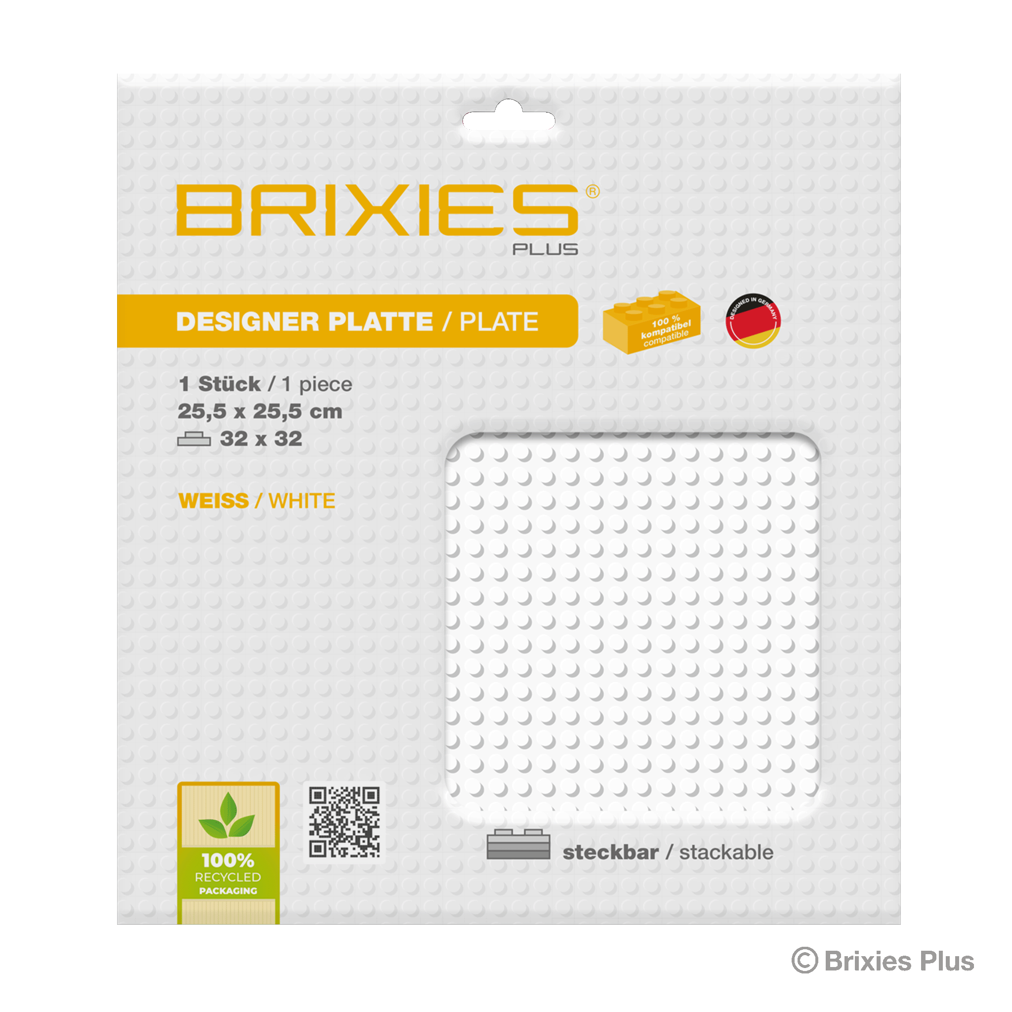 BRIXIES Plus Basis Platte Weiß 32 x 32 Noppen