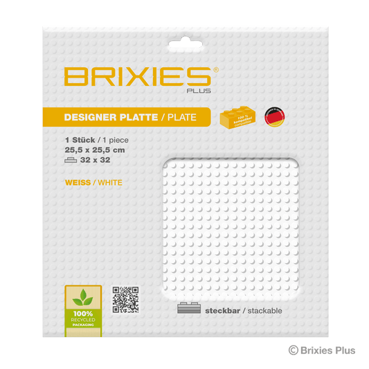 BRIXIES Plus Basis Platte Weiß 32 x 32 Noppen