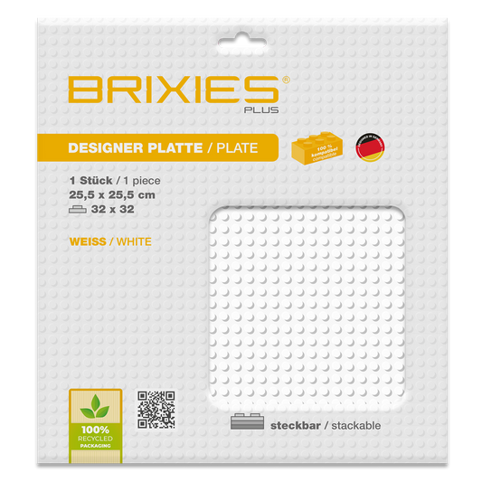 BRIXIES Plus Basis Platte Weiß 32 x 32 Noppen