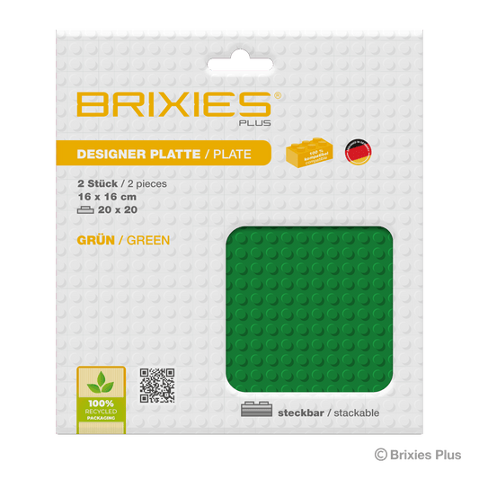 BRIXIES Plus Basis Platte Grün 20 x 20 Noppen Doppelpack