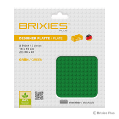BRIXIES Plus Basis Platte Grün 20 x 20 Noppen Doppelpack