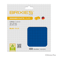 BRIXIES Plus Basis Platte Blau 20 x 20 Noppen Doppeltpack