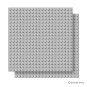 BRIXIES Plus Basis Platte Hellgrau 20 x 20 Noppen Doppelpack