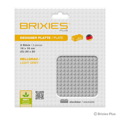 BRIXIES Plus Basis Platte Hellgrau 20 x 20 Noppen Doppelpack