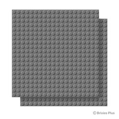 BRIXIES Plus Basis Platte Dunkelgrau 20 x 20 Noppen Doppelpack