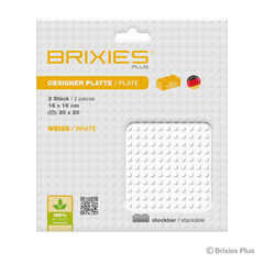 BRIXIES Plus Basis Platte Weiß 20 x 20 Noppen Doppelpack