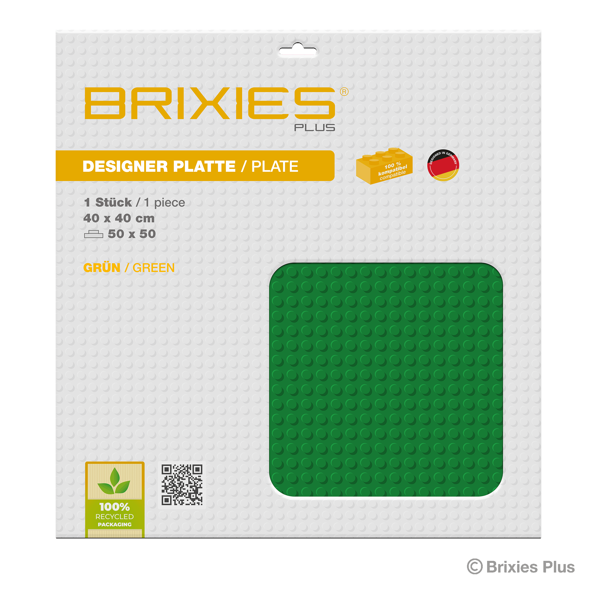 BRIXIES Plus Basis Platte Grün 50 x 50 Noppen