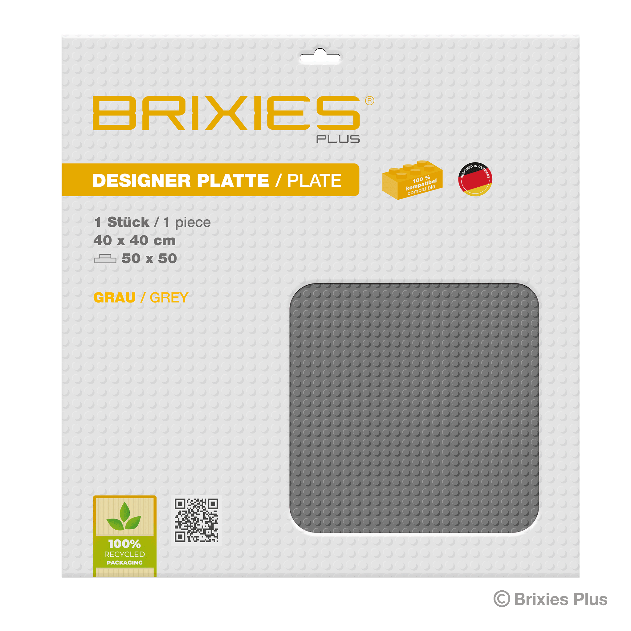 BRIXIES Plus Basis Platte Grau 50 x 50 Noppen