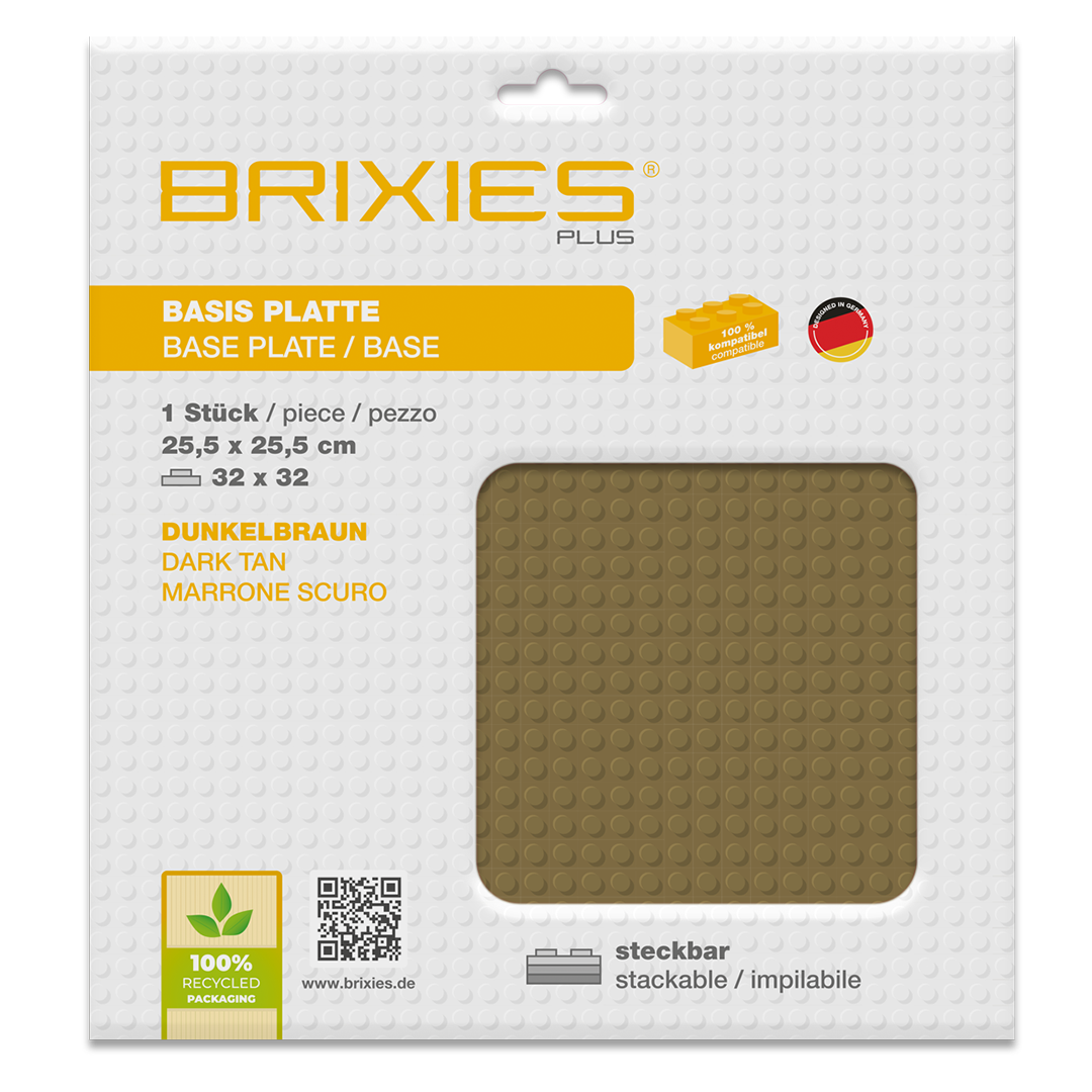 BRIXIES Plus Basis Platte dunkelbraun 32 x 32 Noppen