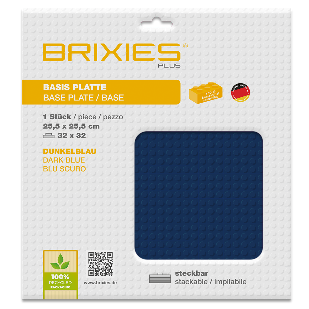 BRIXIES Plus Basis Platte dunkelblau 32 x 32 Noppen