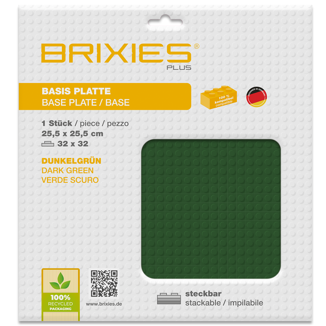 BRIXIES Plus Basis Platte dunkelgün 32 x 32 Noppen