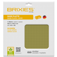 BRIXIES Plus Basis Platte Oliv grün 32 x 32 Noppen