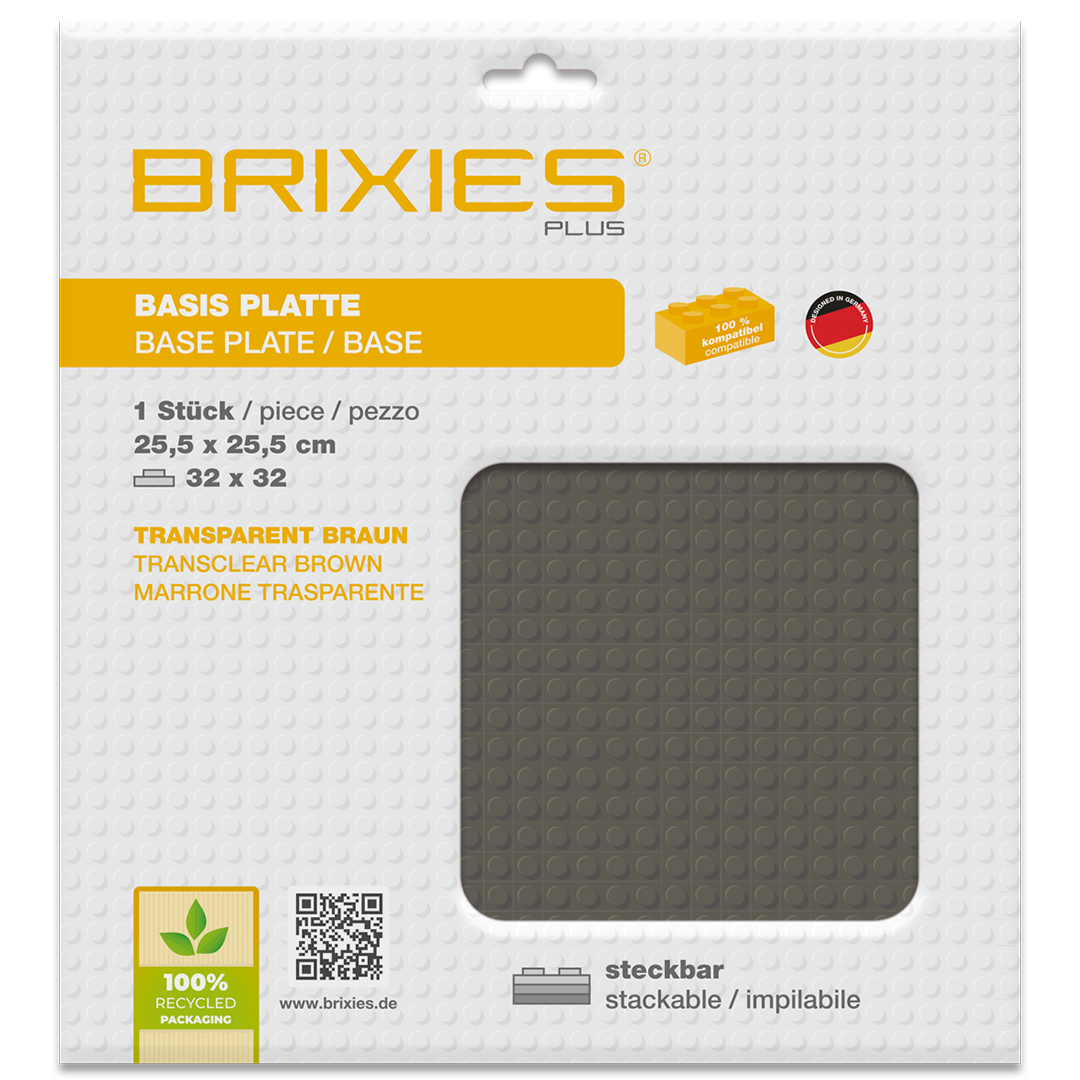 BRIXIES Plus base plate transparent brown 32 x 32 studs