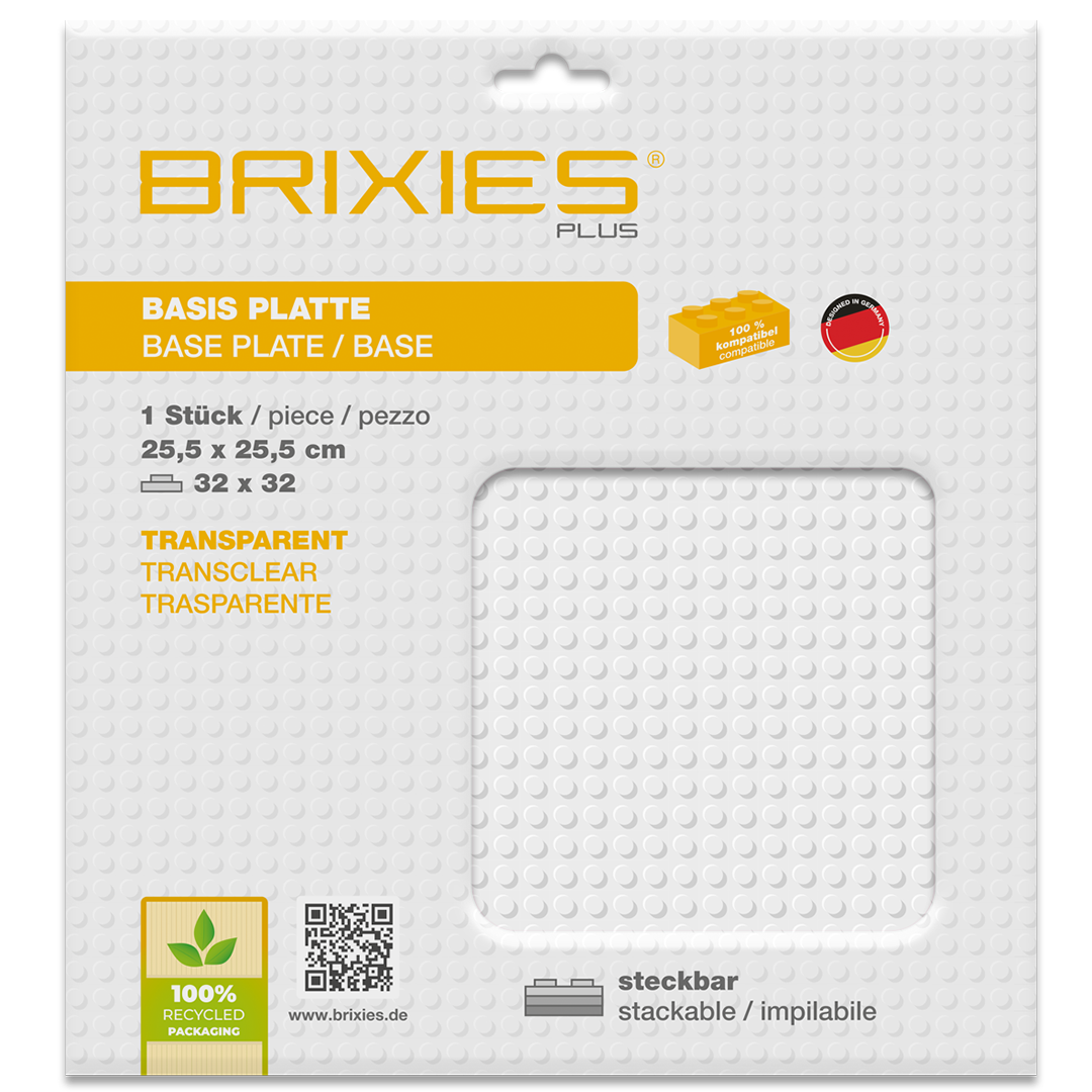 BRIXIES Plus Basis Platte transparent  32 x 32 Noppen