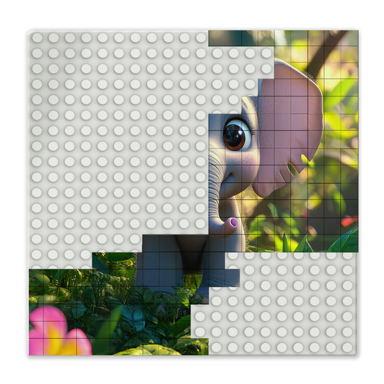 BRIXIES Plus Printed Puzzle Boards as desired White 20x20 studs (16x16 cm)