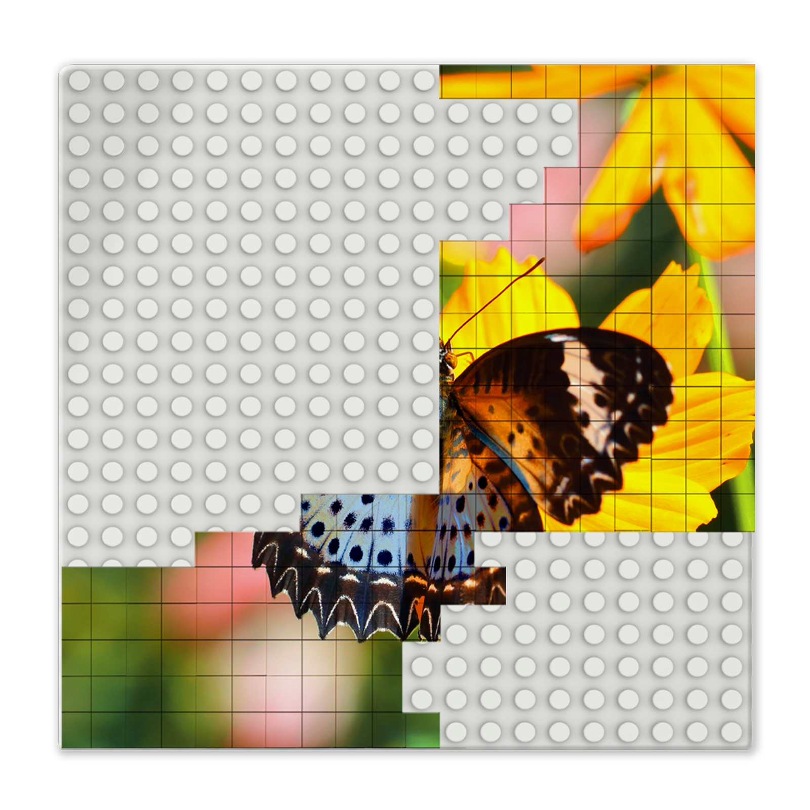 BRIXIES Plus Printed Puzzle Boards as desired White 20x20 studs (16x16 cm)