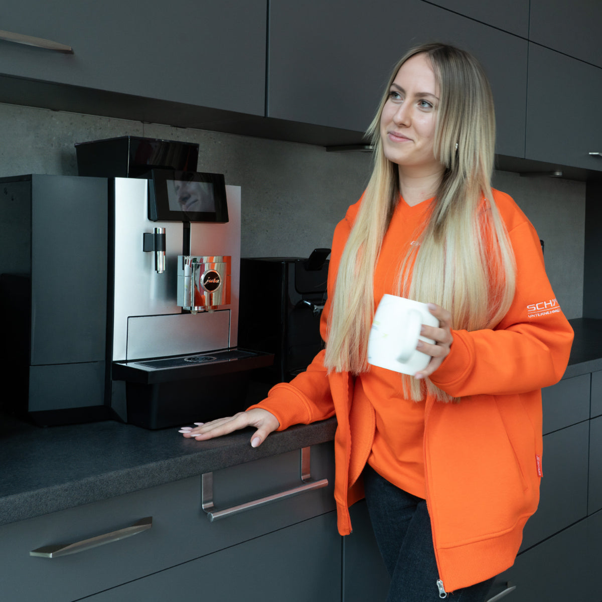 Sweat-Jacke, orange