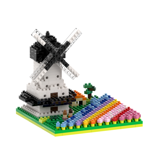 BRIXIES Windmühle mit Tulpen