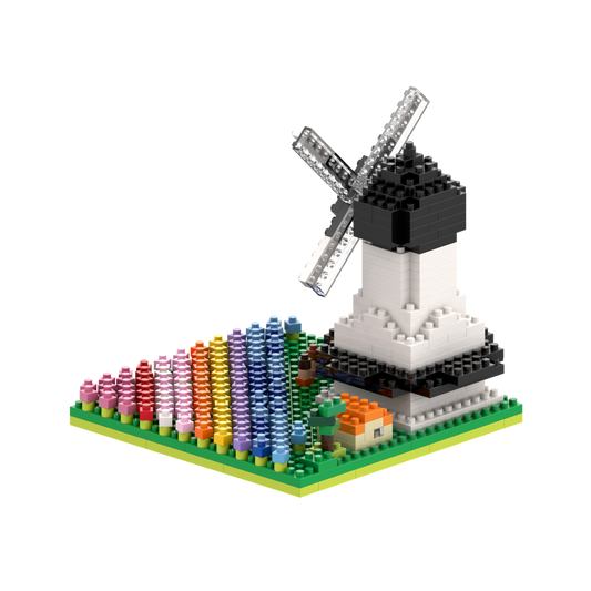 BRIXIES Windmühle mit Tulpen