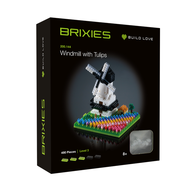 BRIXIES Windmühle mit Tulpen